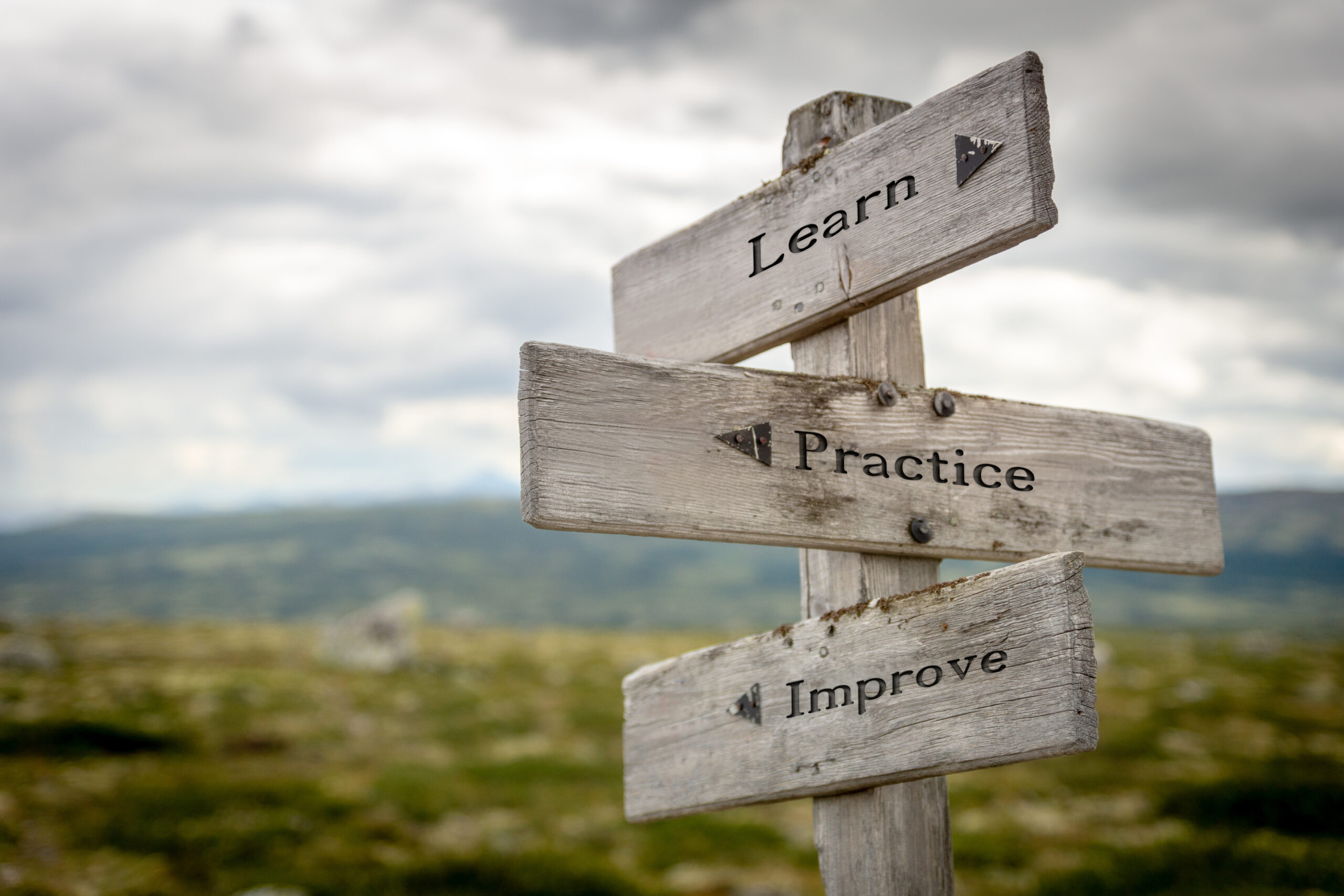 learn practice and improve text on signpost learn practice and improve text on signpost